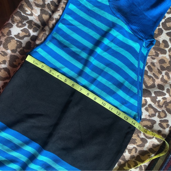 GIANNI VERSACE COUTURE vintage stripe knit turtleneck blouse blue black top - Picture 4 of 9